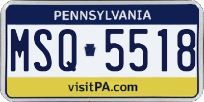 PA license plate MSQ5518