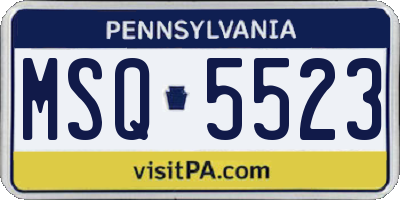 PA license plate MSQ5523