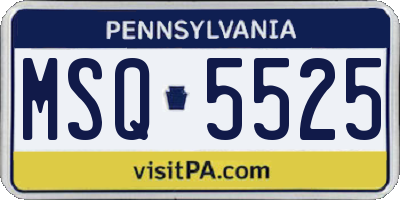 PA license plate MSQ5525