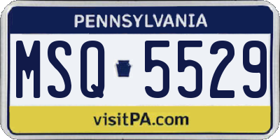 PA license plate MSQ5529