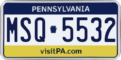 PA license plate MSQ5532