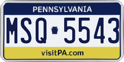 PA license plate MSQ5543