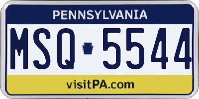 PA license plate MSQ5544