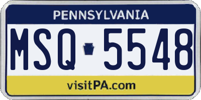 PA license plate MSQ5548