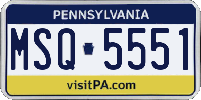 PA license plate MSQ5551