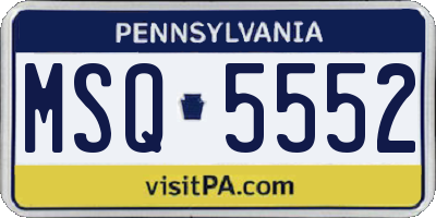 PA license plate MSQ5552