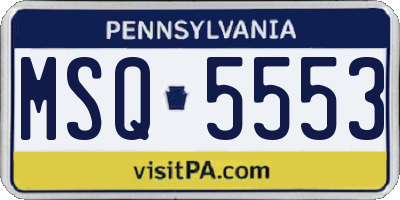 PA license plate MSQ5553