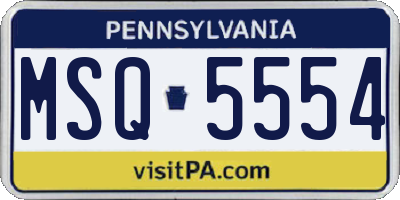 PA license plate MSQ5554