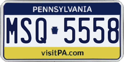 PA license plate MSQ5558