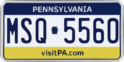 PA license plate MSQ5560