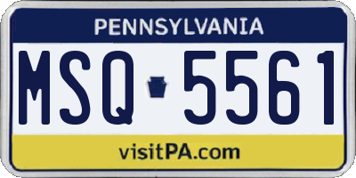PA license plate MSQ5561