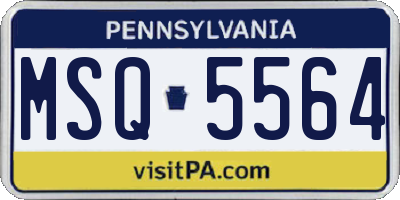 PA license plate MSQ5564