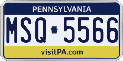 PA license plate MSQ5566