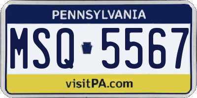 PA license plate MSQ5567