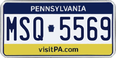PA license plate MSQ5569