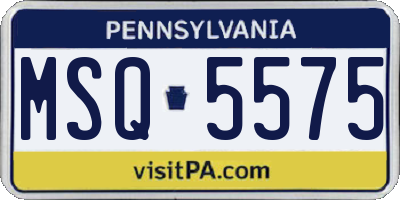 PA license plate MSQ5575