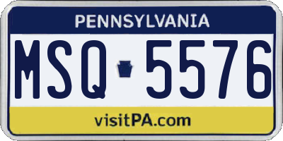 PA license plate MSQ5576