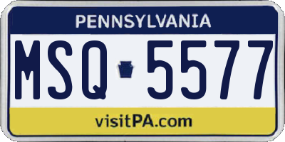 PA license plate MSQ5577