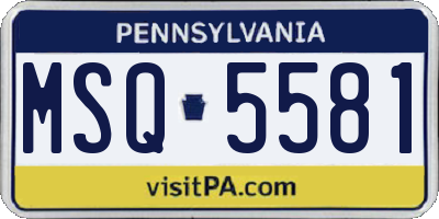 PA license plate MSQ5581