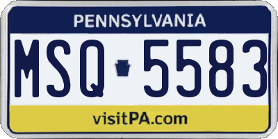 PA license plate MSQ5583