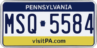 PA license plate MSQ5584