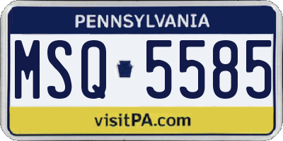 PA license plate MSQ5585