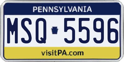 PA license plate MSQ5596