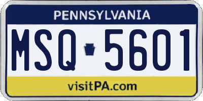 PA license plate MSQ5601