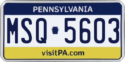 PA license plate MSQ5603