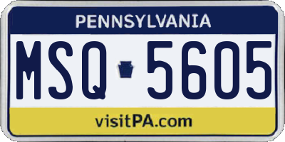 PA license plate MSQ5605