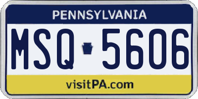PA license plate MSQ5606