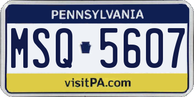 PA license plate MSQ5607