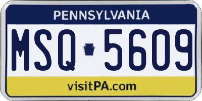 PA license plate MSQ5609