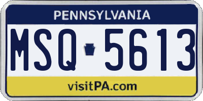 PA license plate MSQ5613