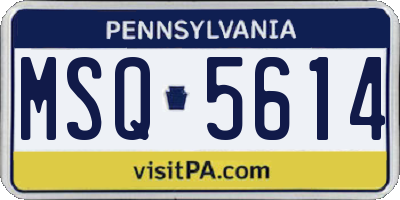 PA license plate MSQ5614