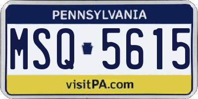 PA license plate MSQ5615