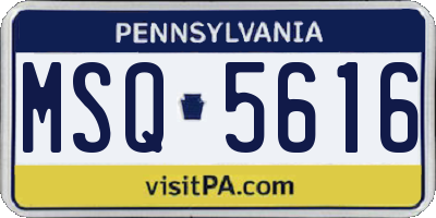 PA license plate MSQ5616