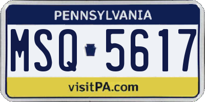 PA license plate MSQ5617