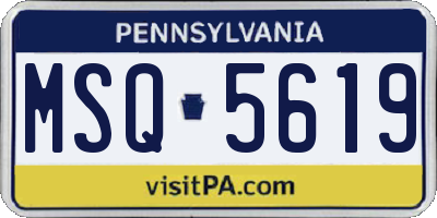 PA license plate MSQ5619
