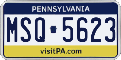 PA license plate MSQ5623