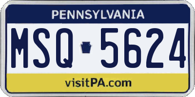 PA license plate MSQ5624
