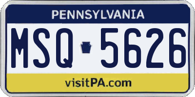 PA license plate MSQ5626