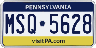 PA license plate MSQ5628