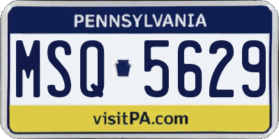 PA license plate MSQ5629