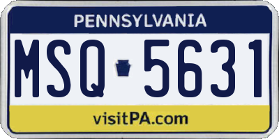PA license plate MSQ5631