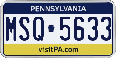 PA license plate MSQ5633