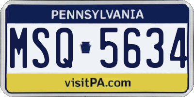 PA license plate MSQ5634