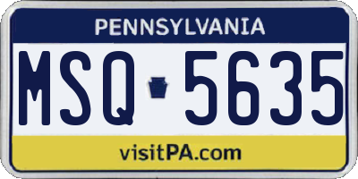 PA license plate MSQ5635