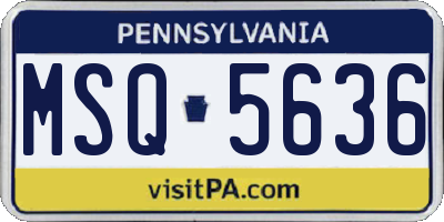 PA license plate MSQ5636