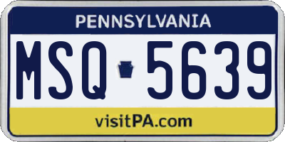 PA license plate MSQ5639